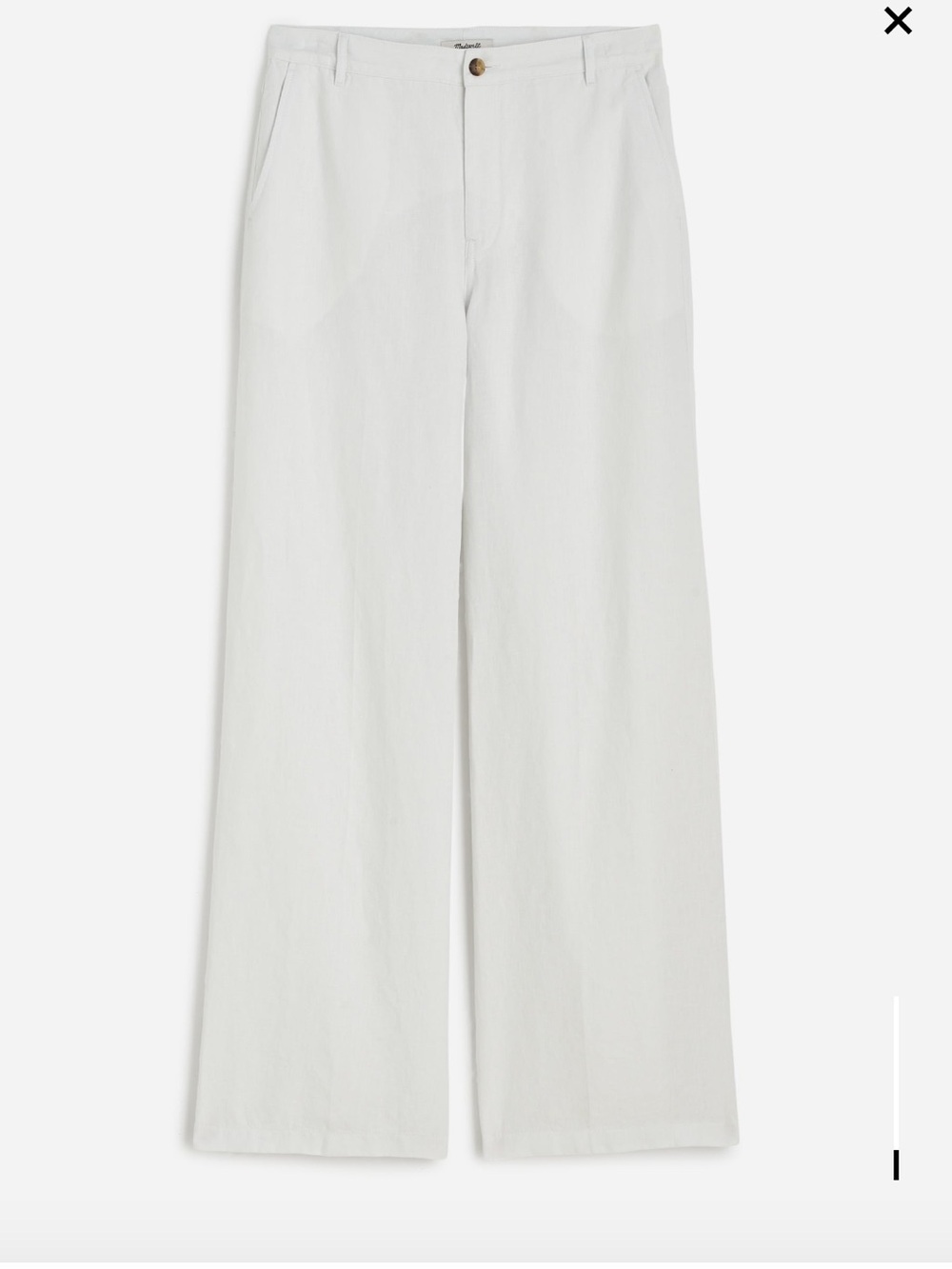 Madewell Zoe Relaxed Wide Linen Pant in Salt (White)